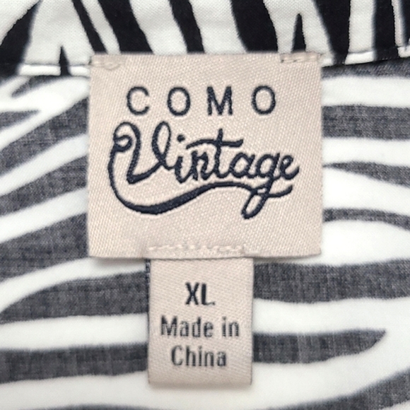 COMO Vintage Assymetrical Blouse  Roll Up Sleeve Ruffle Zebra Print Size XL - Picture 7 of 9